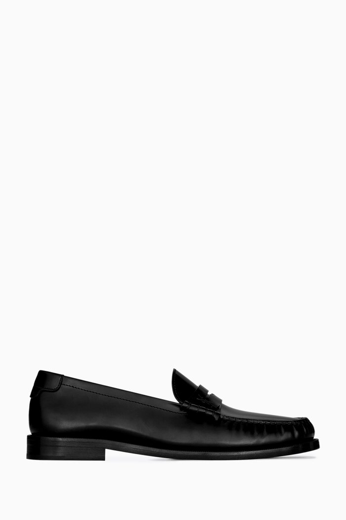 

Le Loafer Penny Slippers in Calf Leather, Black