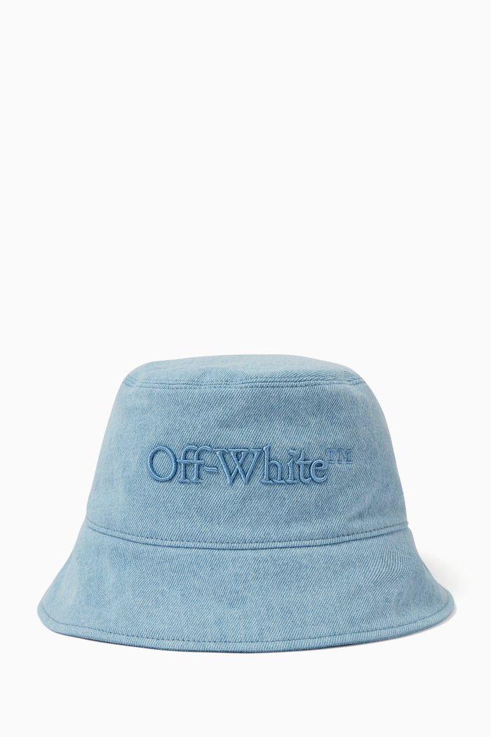 Logo-embroidered Bucket Hat in Denim, Blue