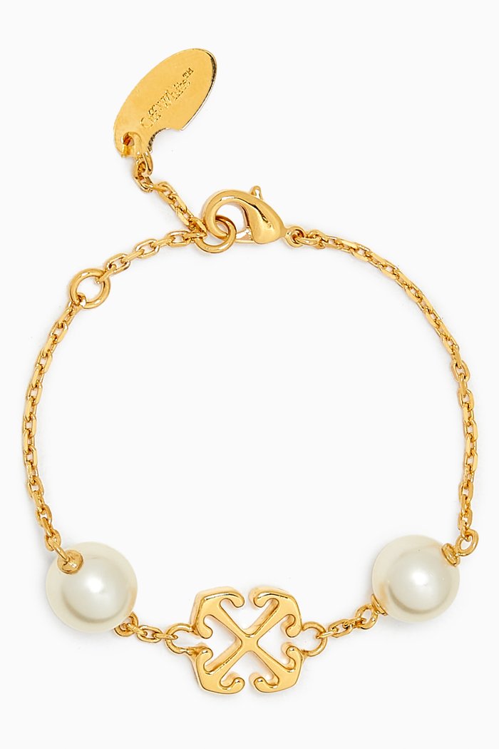 

Pearl Arrow Bracelet in Brass, Gold