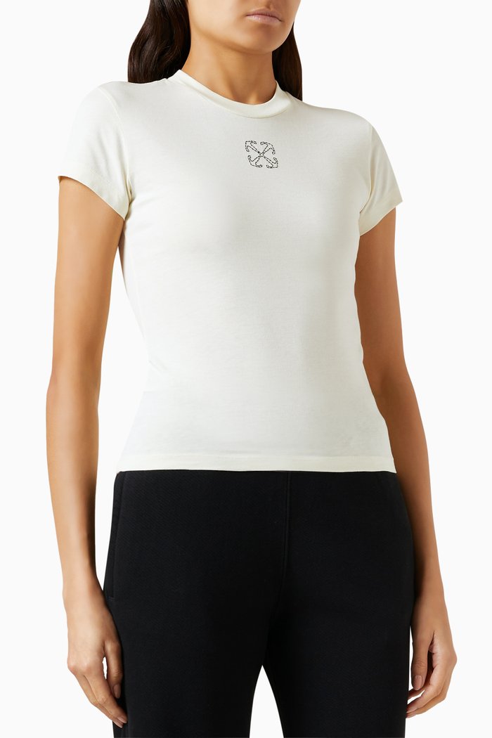 

Embroidered Arrow T-shirt in Jersey, Neutral