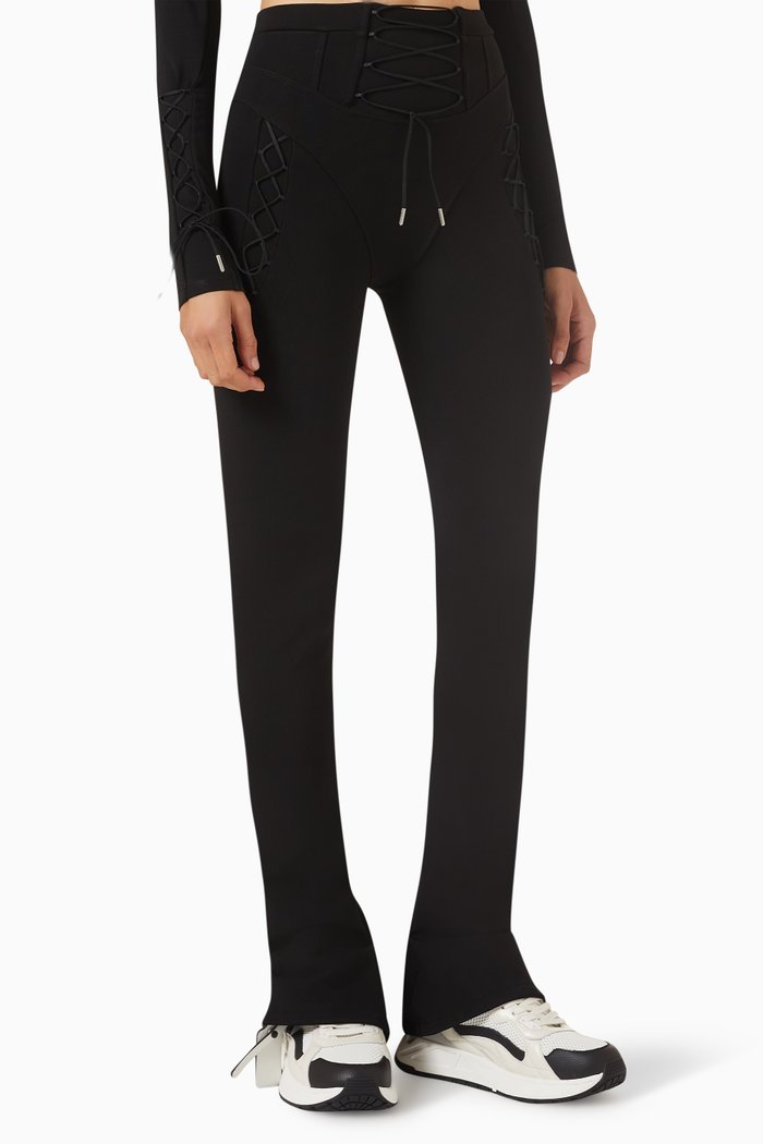 

Lace-up Split Leggings in Viscose-knit, Black
