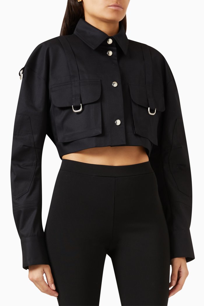 Cargo Shirt in Poplin, Black