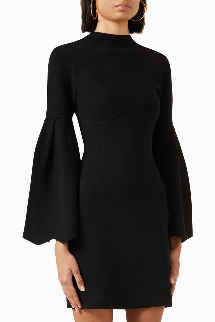 

Ebony Mini Dress in Viscose-blend Crepe, Black