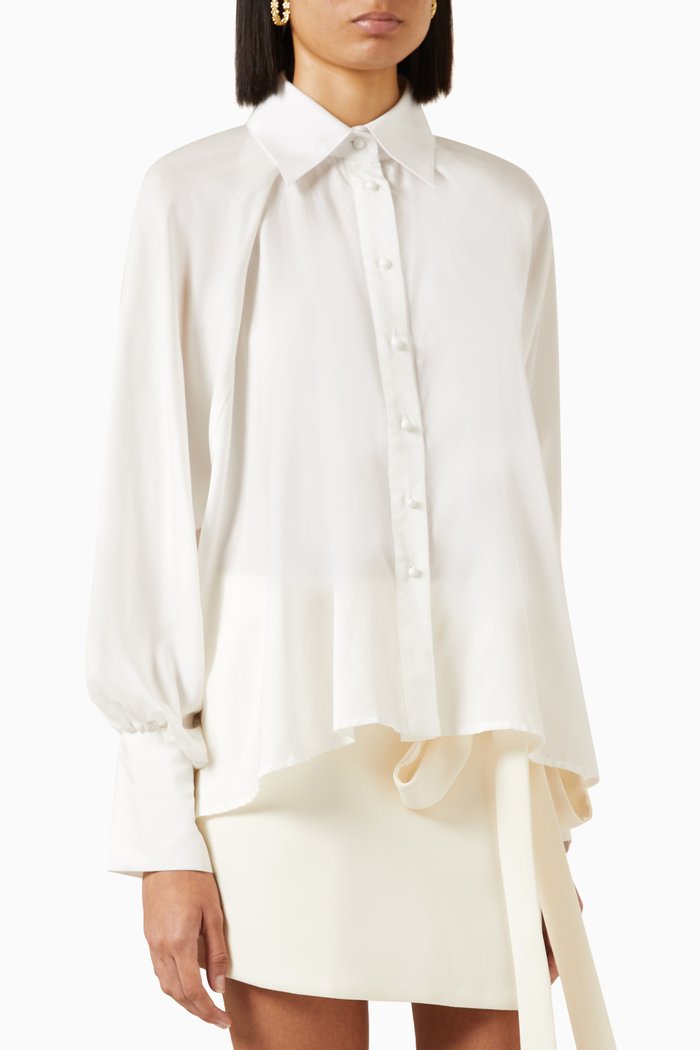 Mieka Oversized Shirt in Cotton, Neutral