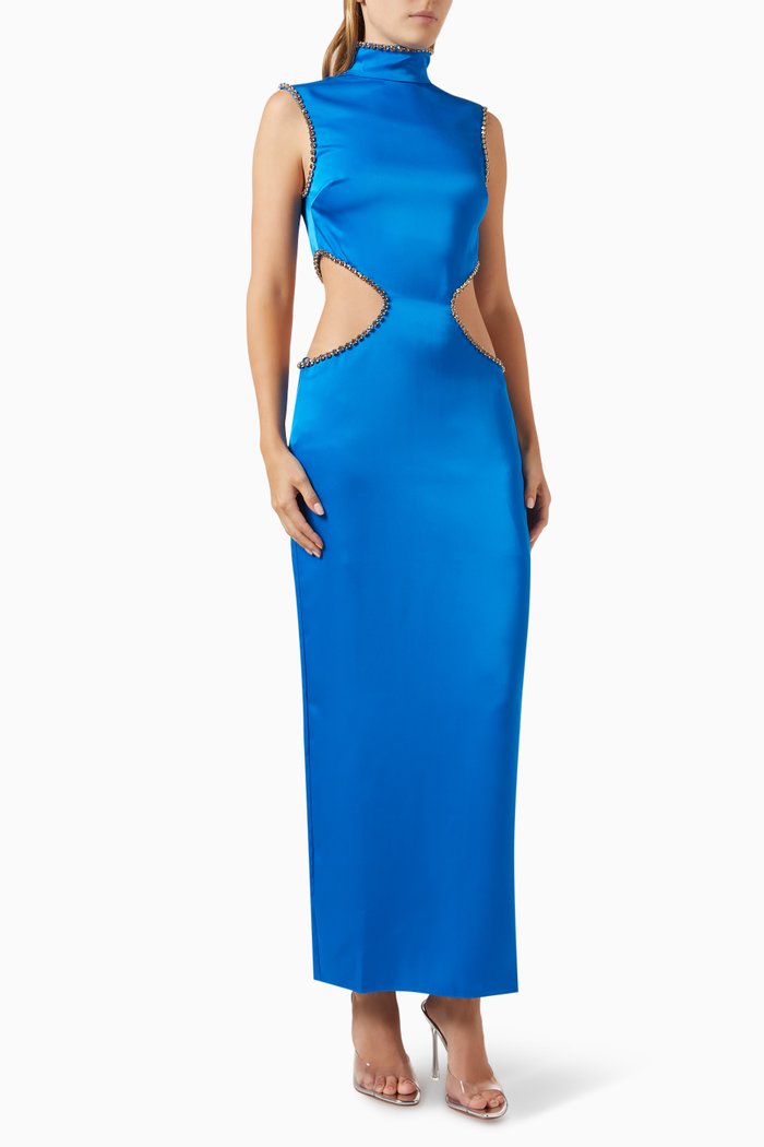 

Baldassar Maxi Dress in Satin, Blue