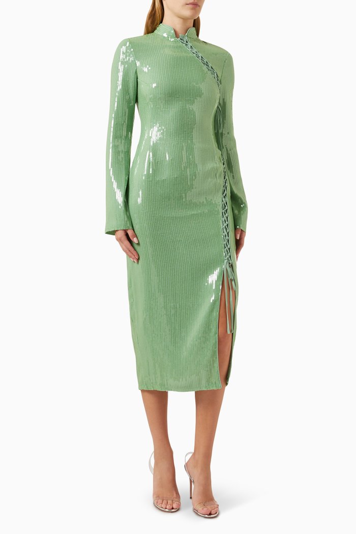 

Eilif Midi Dress in Sequins, Green