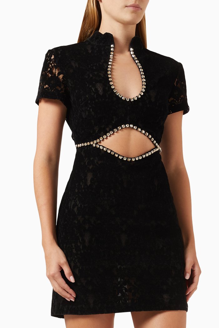 Mercy Mini Dress in Lace, Black