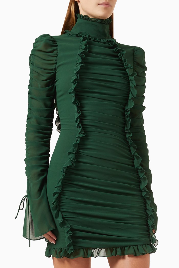 

Medusa Mini Dress in Chiffon, Green