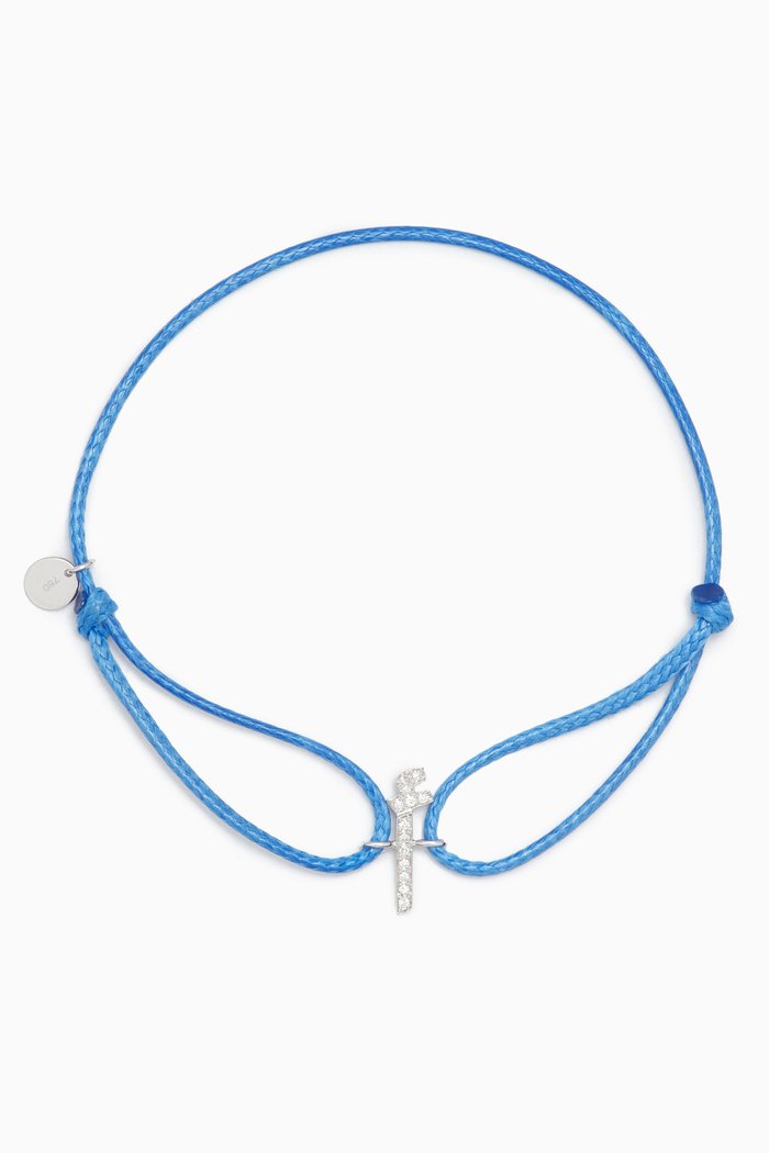 Diamond Arabic Initial Thread Bracelet in 18kt White Gold