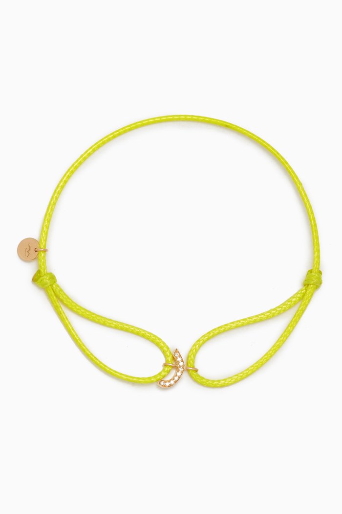 

Diamond Arabic Initial Thread Bracelet - Letter 'R' in 18kt Yellow Gold
