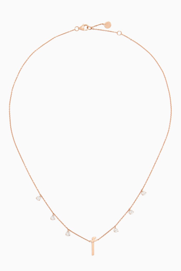

Diamond Droplets Aeabic Initial Necklace in 18kt Rose Gold