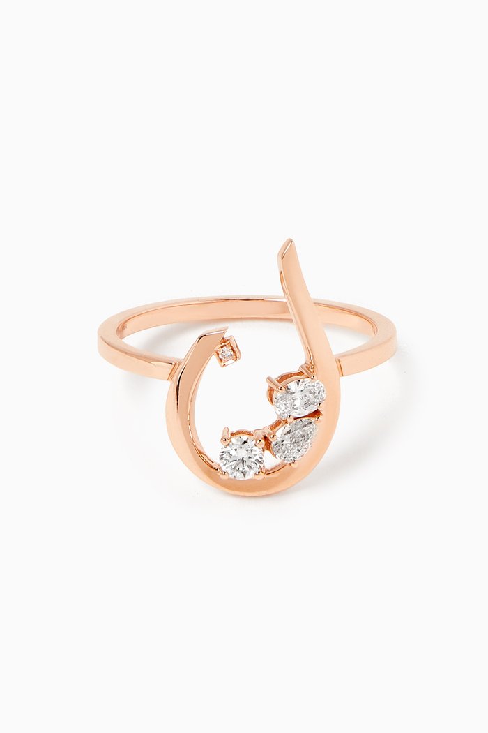 

Arabic Initial Trio Sparkle Diamond Ringin 18kt Rose Gold