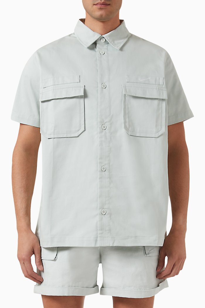 

Logo Shirt in Woven Cotton, Silver