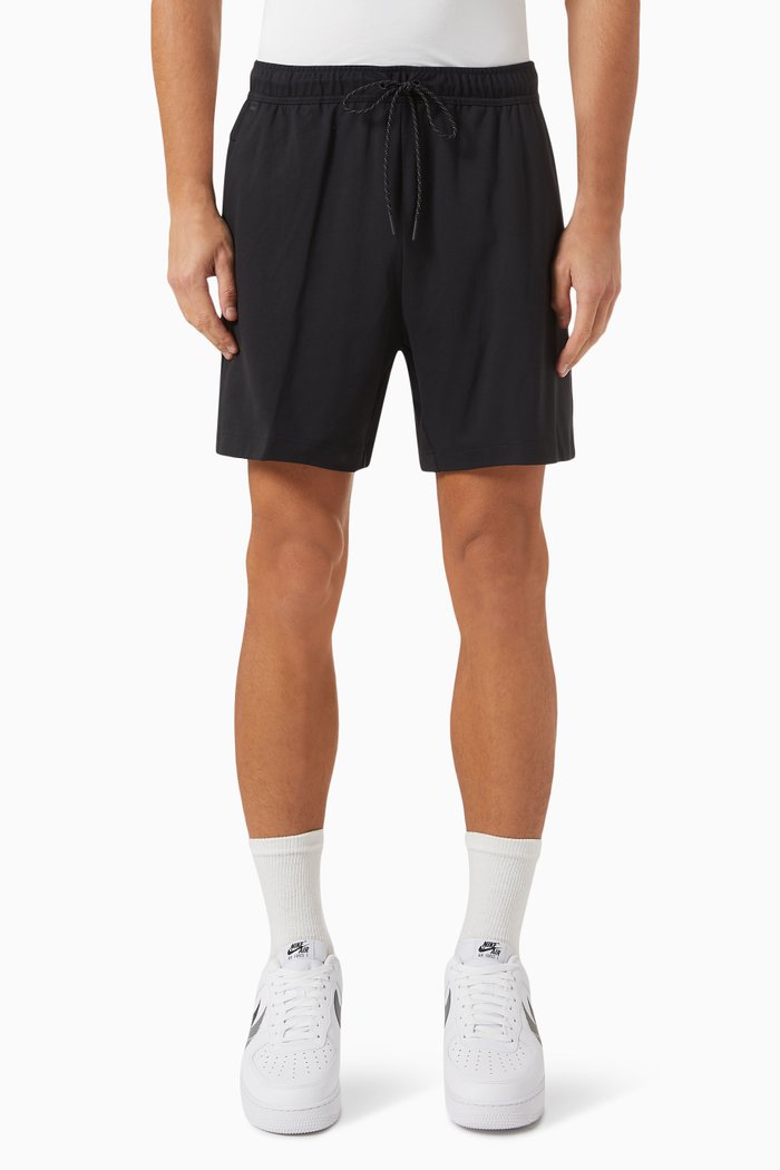 

Tech Shorts in Stretch Rayon-nylon Blend, Black