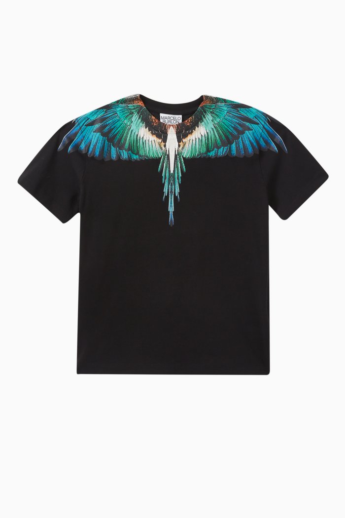 

Wings-print T-shirt in Cotton, Black
