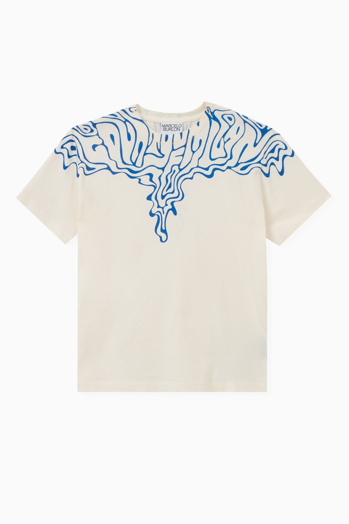 Fluid Wings Printed T-shirt in Cotton, White