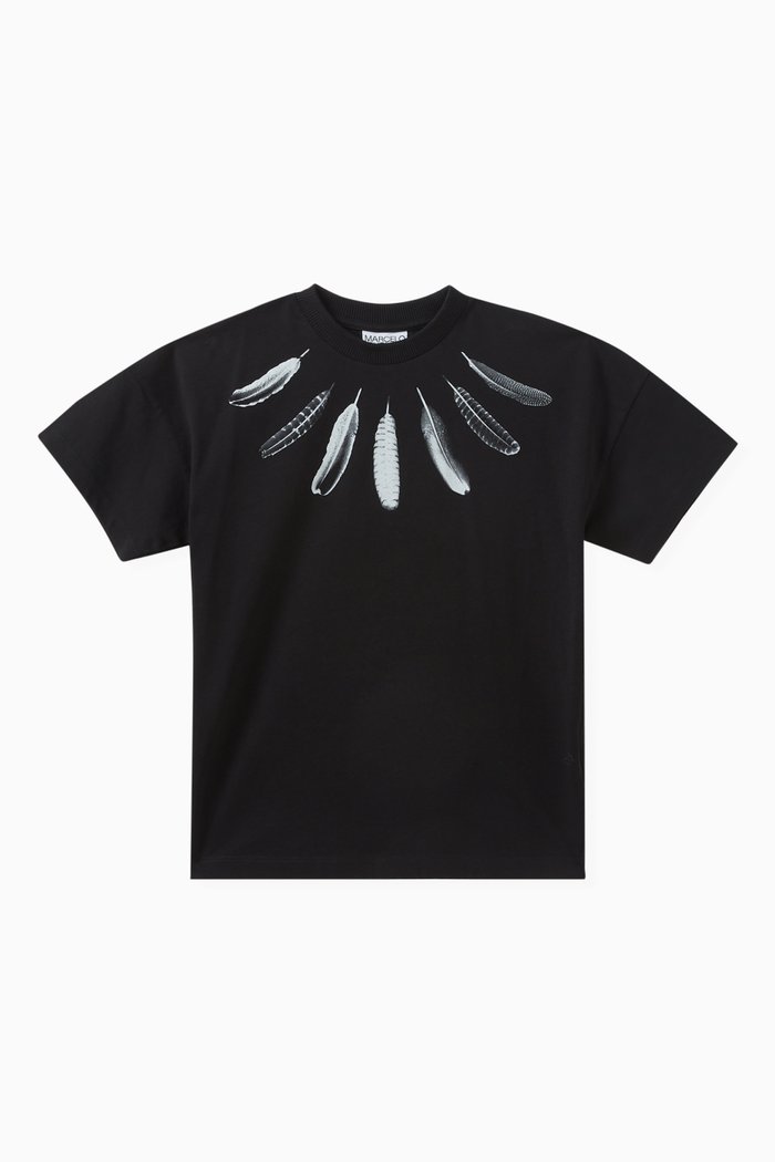 

Feathers-print T-shirt in Cotton, Black