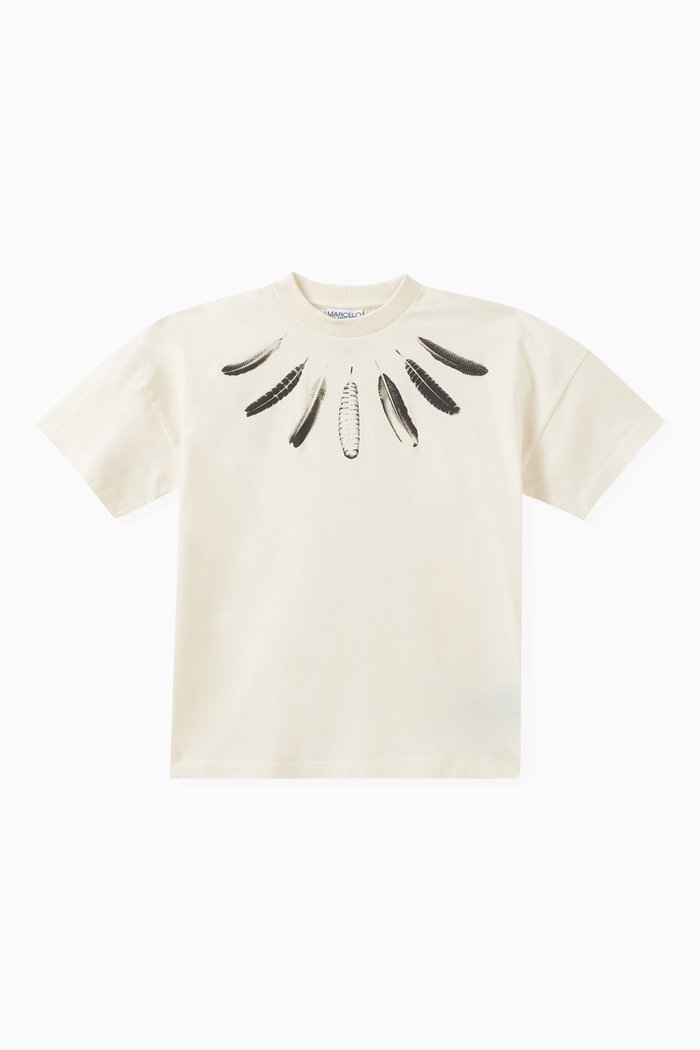 

Feathers-print T-shirt in Cotton, White