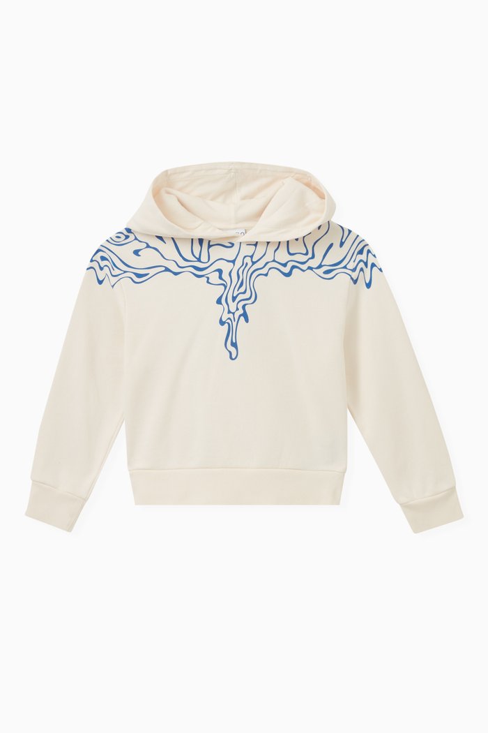 

Fluid Wings Printed Hoodie in Cotton, White
