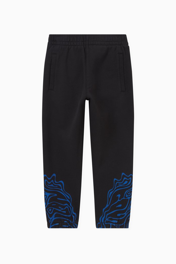 Fluid Wings Printed Sweatpants in Cotton, Black
