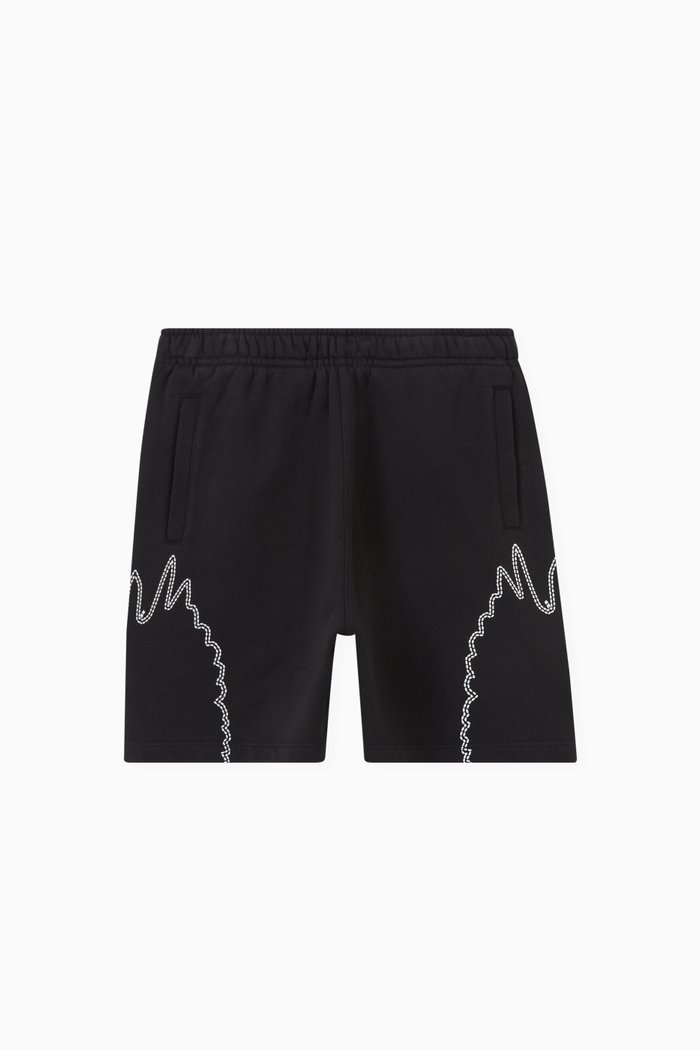 

Stitch Wings Embellished Sweatshorts in Cotton, Black
