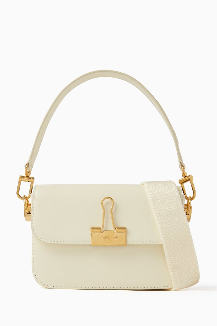 

Small Plain Binder Shoulder Bag in Leather, Neutral