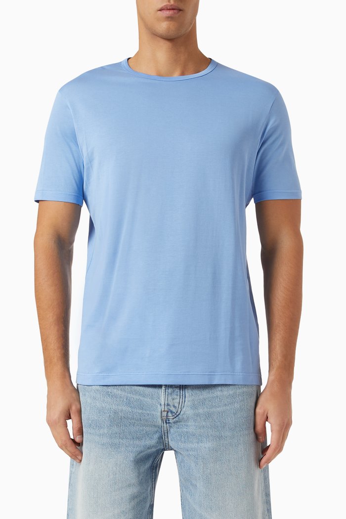 

Crew Neck T-shirt in Cotton Jersey, Blue