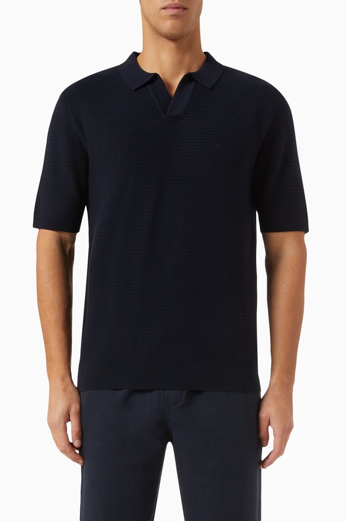 

Polo Shirt in Knitted Cotton, Blue