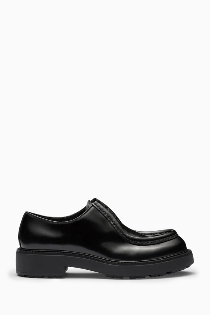 

Opaque Lace-up Shoes in Brushed Leather, Black