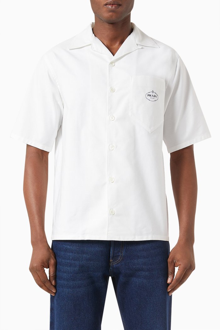 

Logo Shirt in Cotton Twill, White