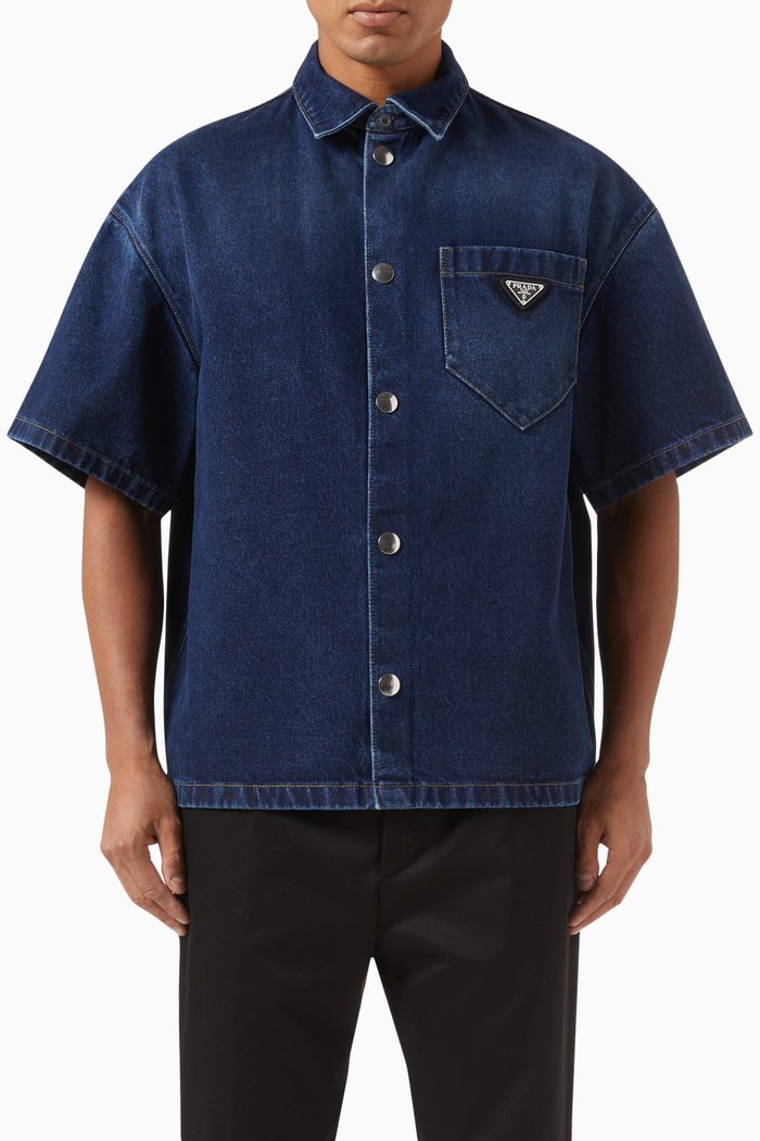 

Triangle Logo Shirt in Denim, Blue