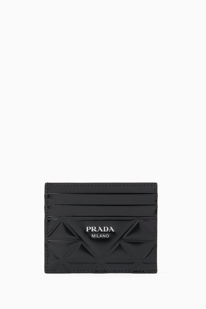 

Logo Card Holder in Brushed Leather, Black
