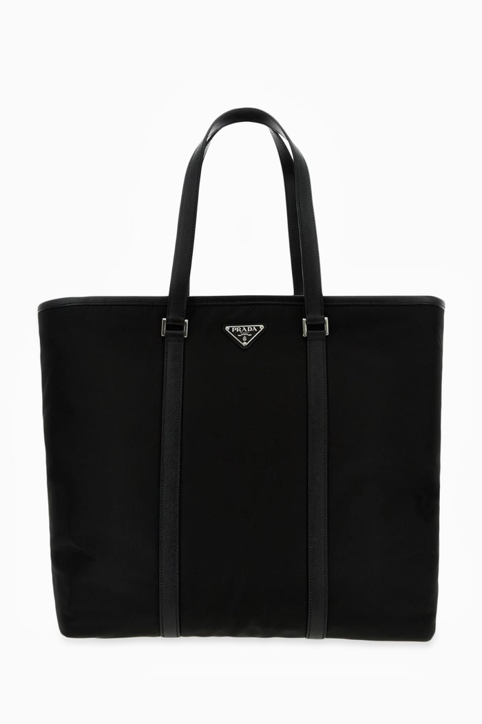 

Tote Bag in Re-Nylon & Saffiano Leather, Black