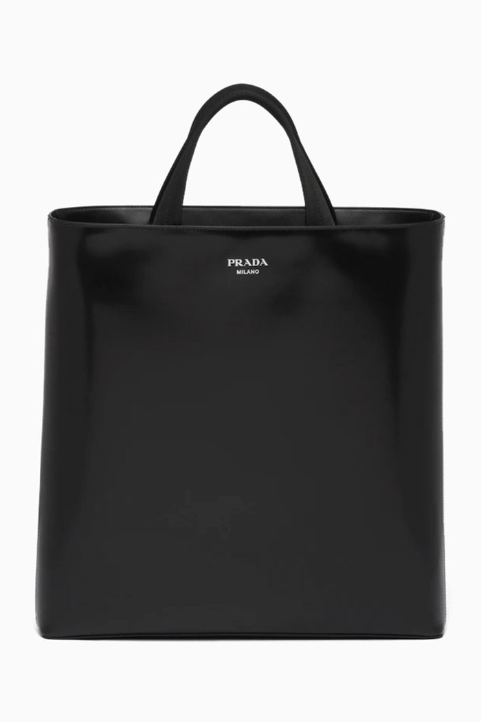 

Logo Tote Bag in Leather, Black