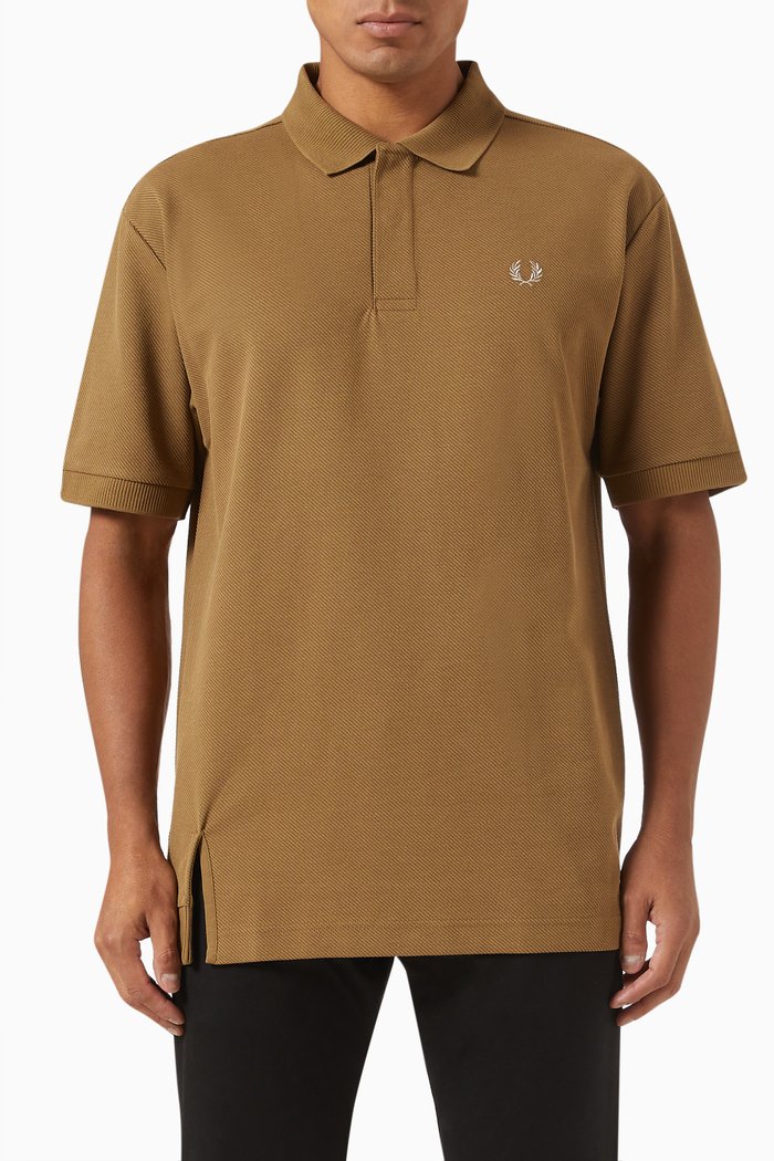 

Hem Detail Polo Shirt in Cotton Piqué, Grey