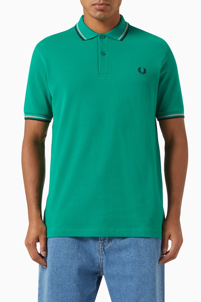 

Twin Tipped Polo Shirt in Cotton Piqué, Green