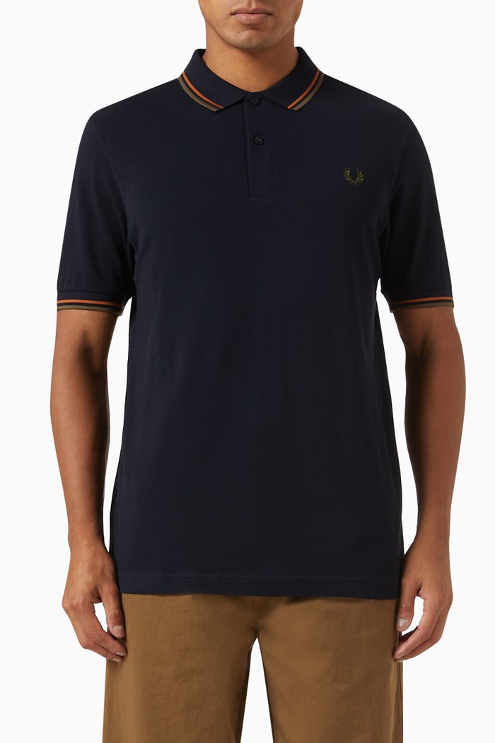 

Twin Tipped Polo Shirt in Cotton Piqué, Blue