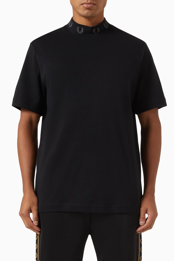 

Laurel Wreath High-neck T-shirt in Cotton, Black