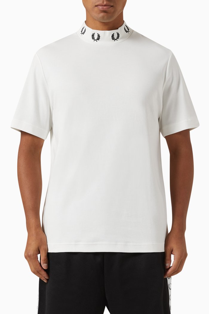 

Laurel Wreath High-neck T-shirt in Cotton, White