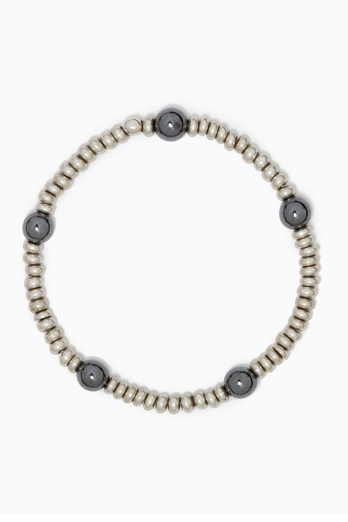 

The Andrea Hematite Bracelet in Silver-plated Brass