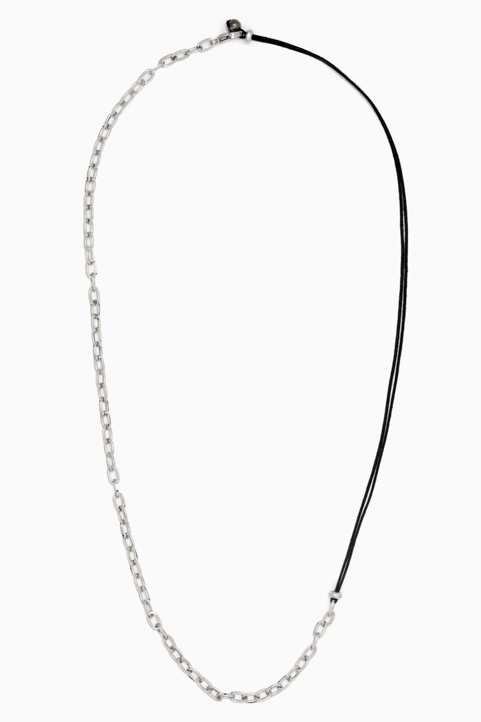 

The Griffin Necklace in Silver-plated Brass & Cord, Brown