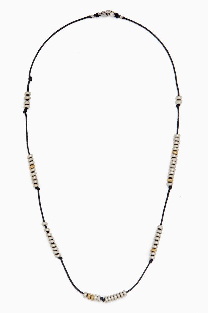 

The Hayes Necklace in Silver-plated Brass & Cord, Brown