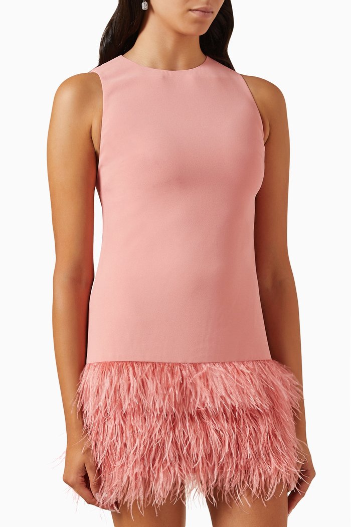 

Coley Feather-trimmed Mini Dress in Recycled Crepe, Red