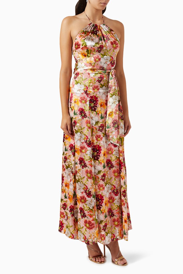 

Dita Floral-print Halter Maxi Dress in Silk-blend, Multicolour