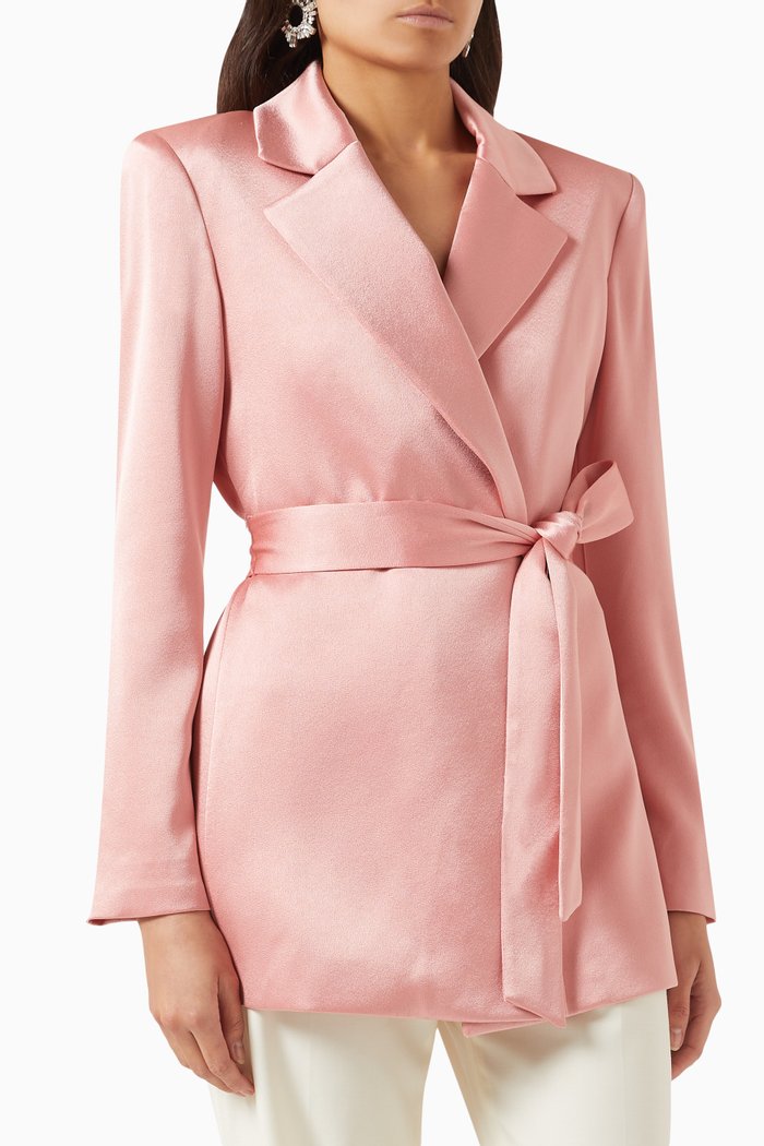 

Karley Wrap Blazer in Satin, Red