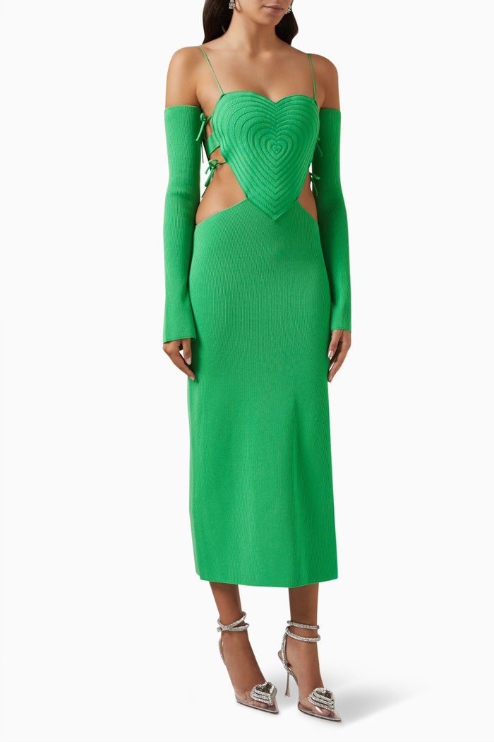 

Heart Midi Dress in Knit, Green