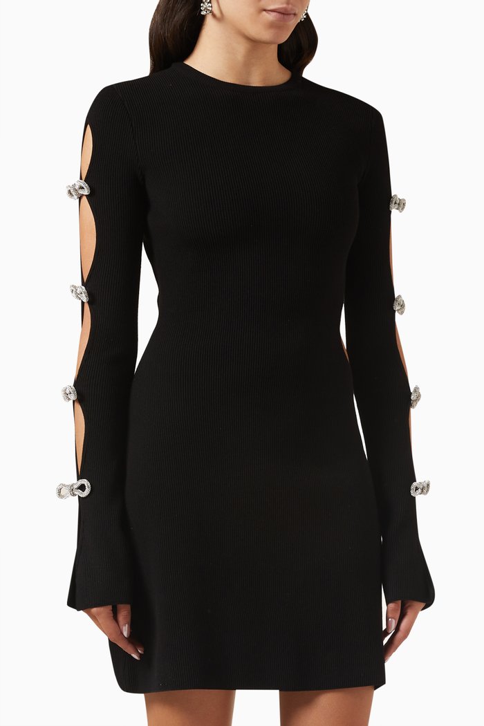 

Cut-out Mini Dress in Knit, Black