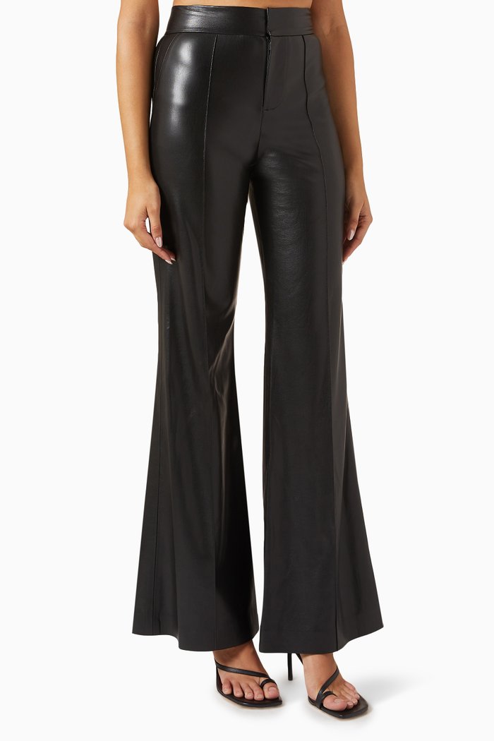 

Dylan Wide-leg Pants in Vegan Leather, Black