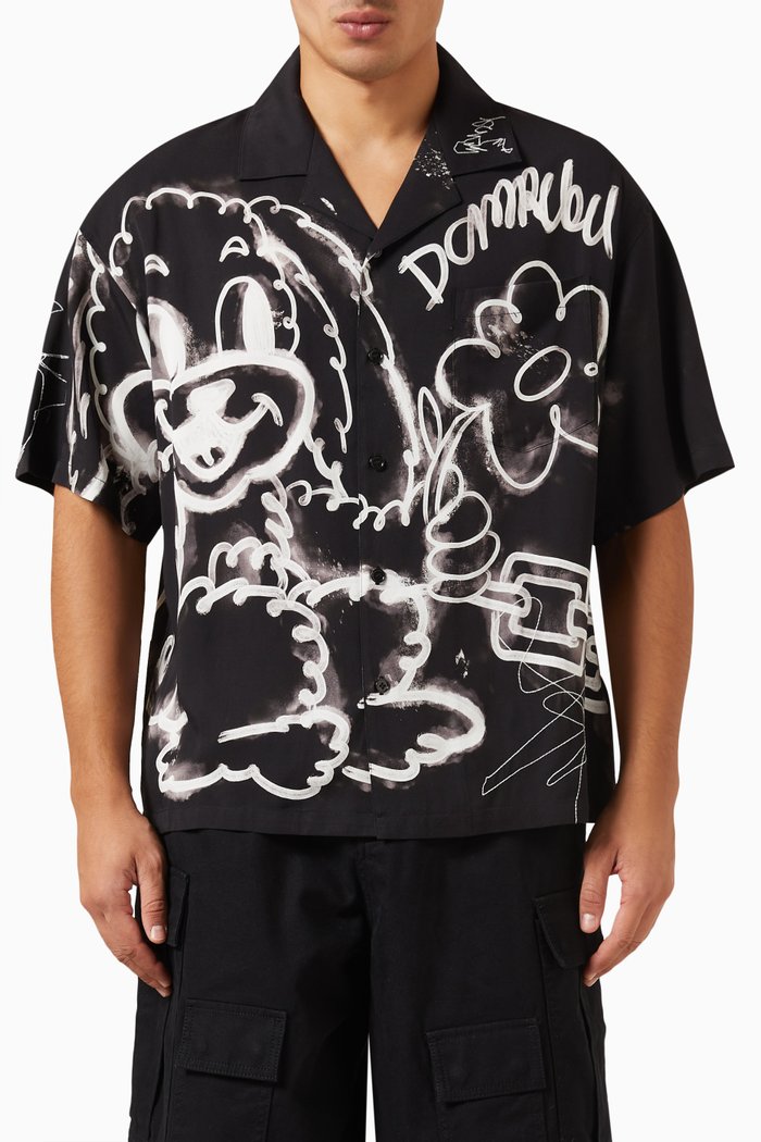 

Chained Camp Shirt in Twill, Black
