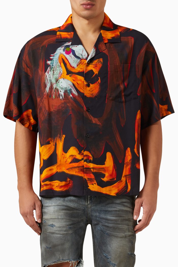 

Aquila Camp Shirt in Twill, Orange
